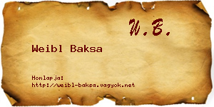 Weibl Baksa névjegykártya